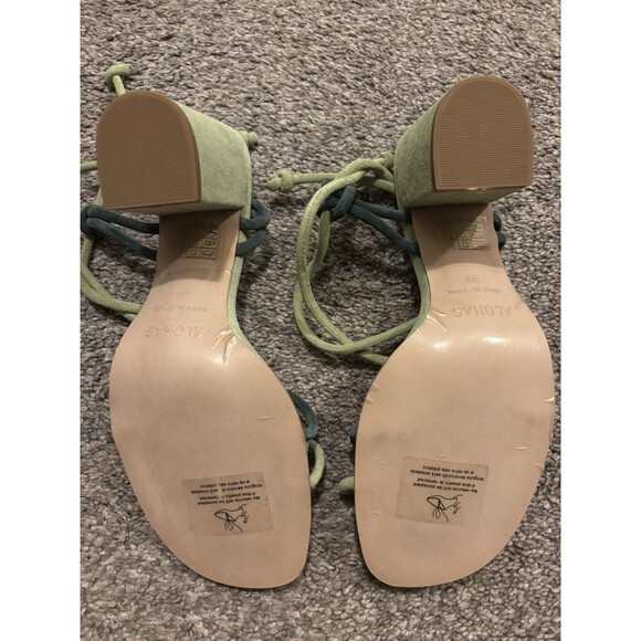 ALOHAS Grace Suede Strappy Lace Up Heeled Sandals in Green Sz 39 US 8-8.5 - Picture 6 of 8
